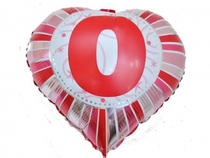 №11261 fed_ Фольга Сердечко с цифрой 0 (красное) 45х45см.