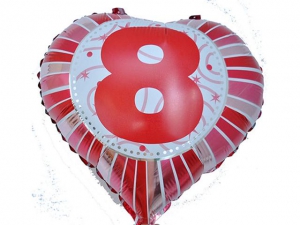 №11269 fed_ Фольга Сердечко с цифрой 8 (красное) 45х45см.