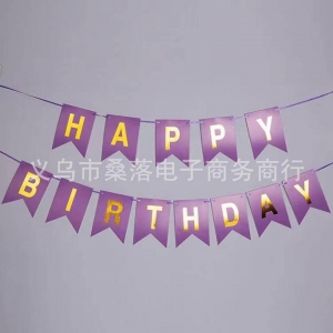№30089 Напис Happy Birthday фіолет.папір