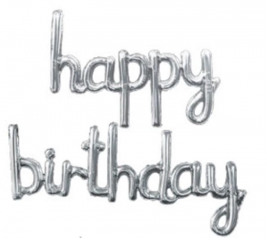 №30101 fed_Срібний Happy Birthday суцільний 45см