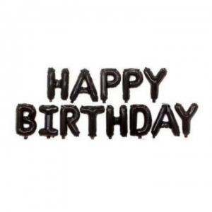 №30107 fed_Чорний Happy Birthday 13літер 40см