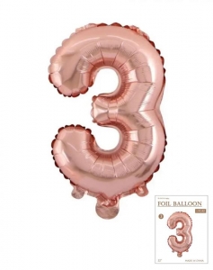 №30159 fed_Цифра 3 розове золото 80см Jason Balloons