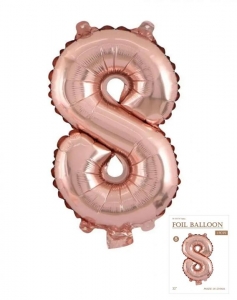 №30164 fed_Цифра 8 розове золото 80см Jason Balloons