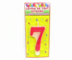 №3997 Цифра свечка 7 красн бел.фон