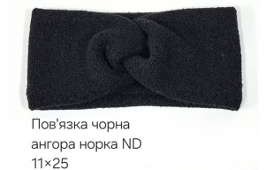 №4547 Повязка ангора норка ND чорна 25х11см