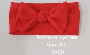 №4613 Повязка мустанг бант NL червон 20х9см