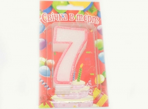 №576 Свечка в торт бело-красн. 7-ка