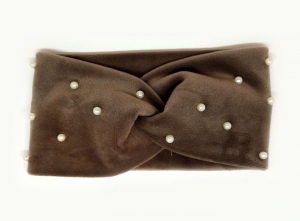 №8162 Повязка спорт-вел.бусины коричн. 18х9см